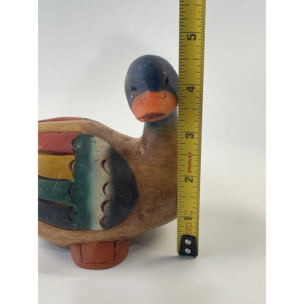 Hand Painted Carved Wooden‎ Wood Duck Decor 4.5